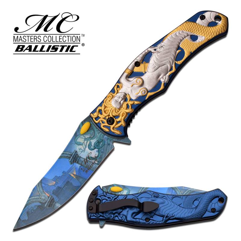 Medusa Blue 4.75" Spring Assisted Folding Pocket Knife