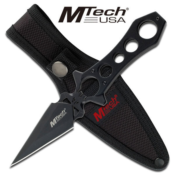 Mtech Skull Double Edge Dagger Fixed Blade Boot Knife With Sheath