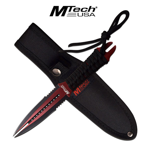 8.5" Red Black Double Edge Blade Dual Tip Wasp Knife Fixed Blade Dagger