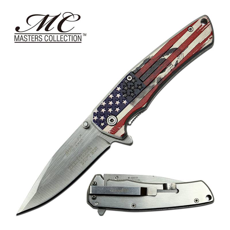American Flag Skull These Colors Don't Run Blade Spring Assisted Knife