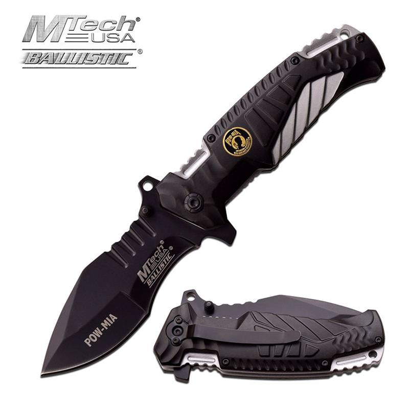4.75" Black Gray POW MIA Tactical EDC Spring Assisted Folding Knife