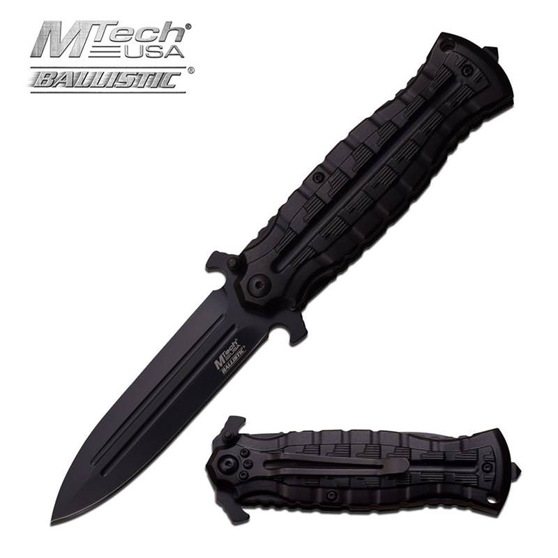 4.75 Inch Closed Black Dagger Style Spring Assisted Opening Knife