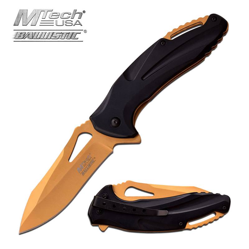 5 Inch Closed Gold Ti Spring Assisted Opening Knife