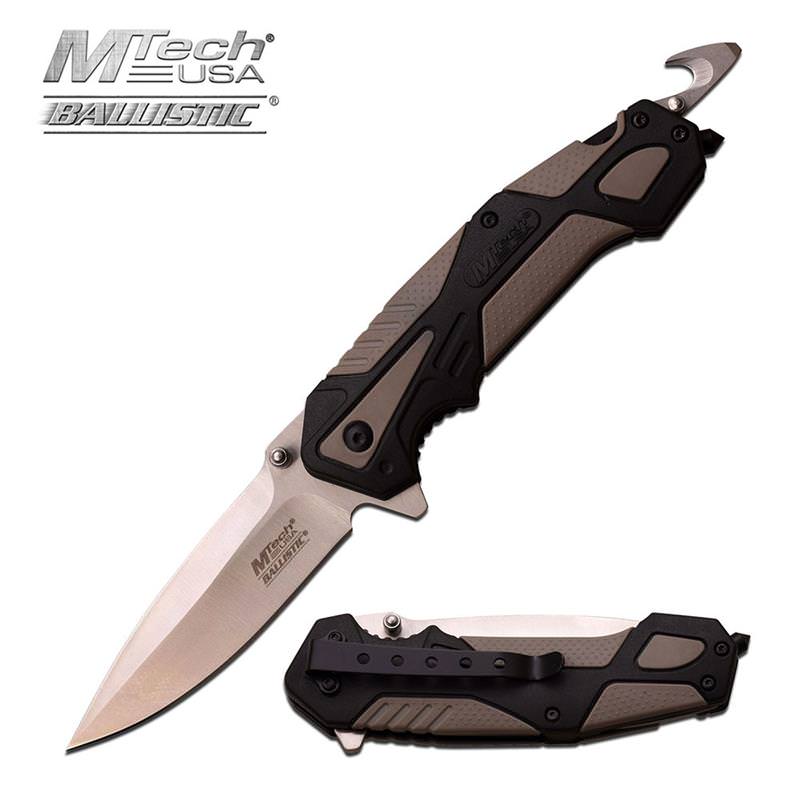 Edc Spring Assisted Knife With Black & Light Brown Handle