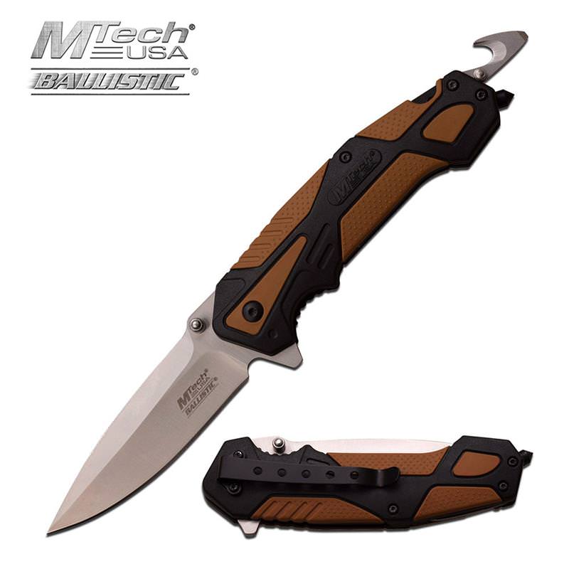 Edc Spring Assisted Knife With Black & Brown Handle