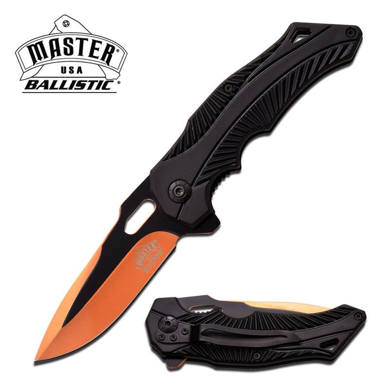 4.5 Inch Closed Black Orange Spring Assisted Knife