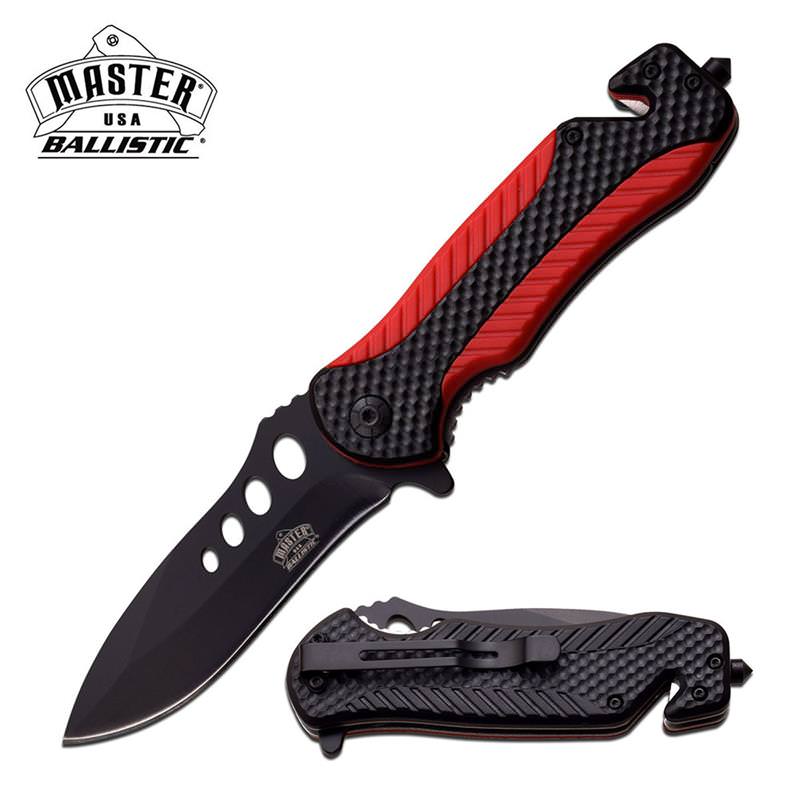 4.75 Inch Red Black ABS Handle Spring Assisted Folding Pocket Knife