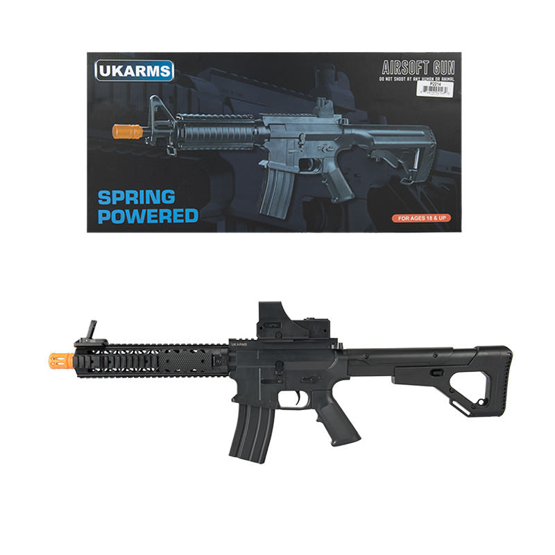P2214 Quad RIS M4 Spring Airsoft Rifle with Adjustable Stock FPS 200 W/ .20G BBs