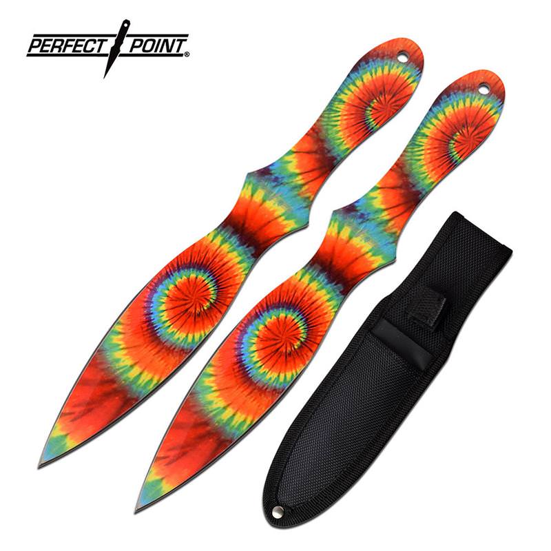 2 Pc Perfect Point 8" Overall Trippy Throwing Knife Set