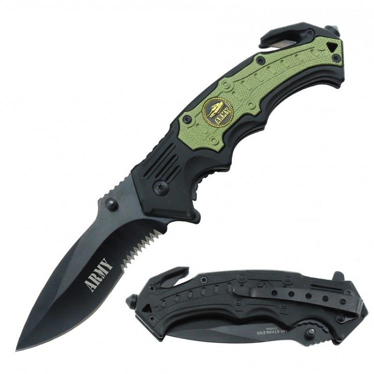 Spring Assist - 'Legal Auto Knife' - Military Fighter - Army Green