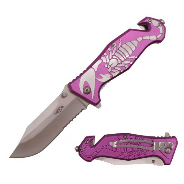 Scorpion Tactical Rescue Spring Assist Folding Knife - Purple