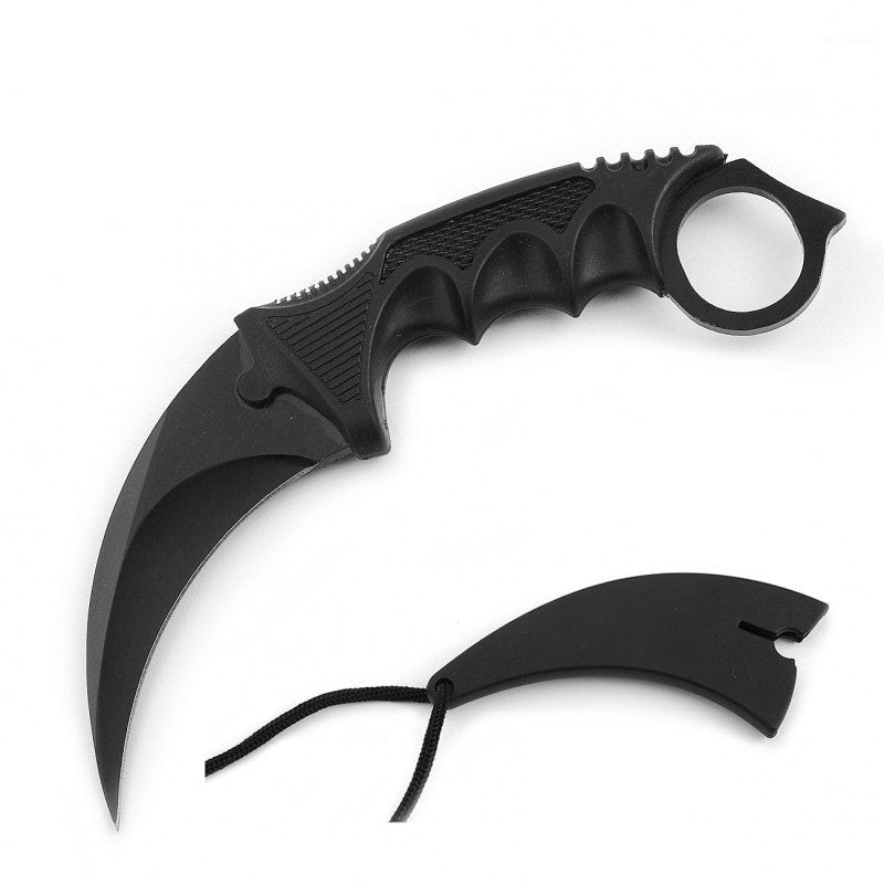 Black Tactical Combat Karambit Neck Knife Survival Hunting Fixed Blade
