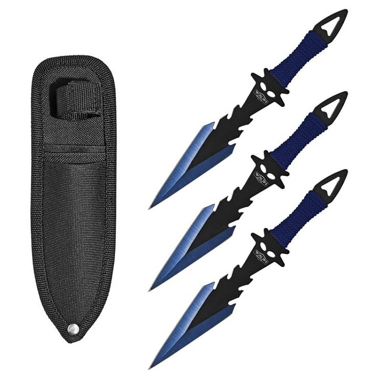 7.5 Inch Dagger Point Devils Night 3 PC Throwing Knives Set - Blue