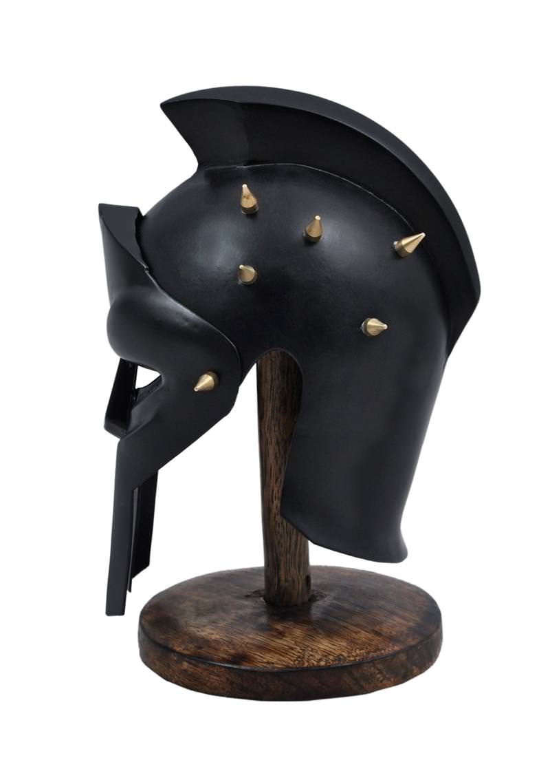 Miniature Spiked Roman Gladiator Helmet with Display Stand