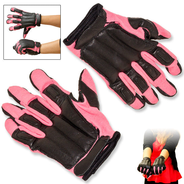 Pink Full Finger Sap Gloves With Steel Shot - Size Large