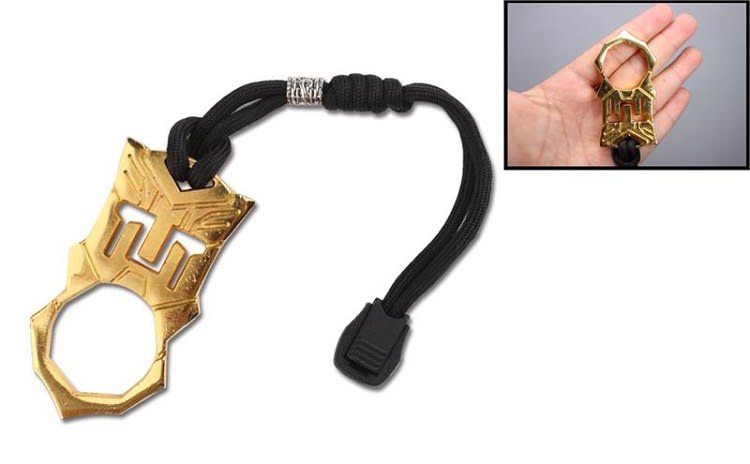 Self Defense One Finger Skull Knuckle With Paracord Gold Jabber Bottle Opener
