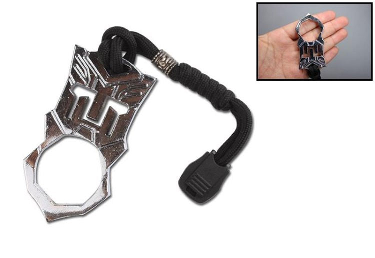 Self Defense One Finger Skull Knuckle With Paracord Silver Jabber Bottle Opener