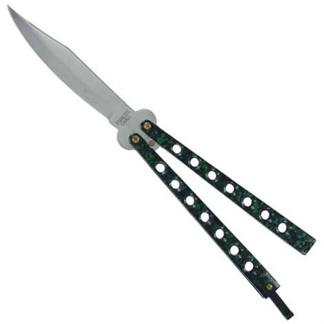 Scimitar Style Green Spotted Butterfly Knife