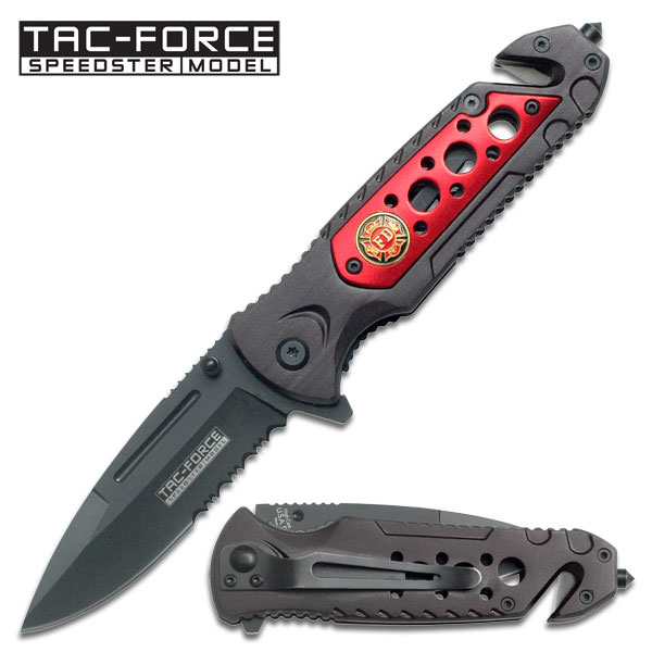 Fire Fighter Madallion Mounted Spring Assisted Folding Pocket Knife