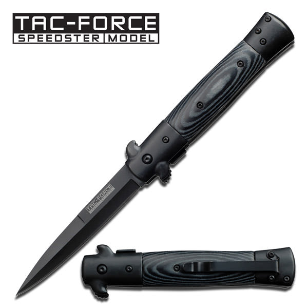 Black Micarta Handle Stiletto Style Spring Assisted Folding Knife