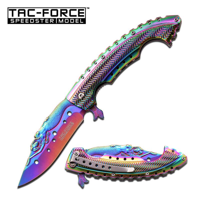 Rainbow Titanium Mermaid Rescue Survival Assisted Opening Knife