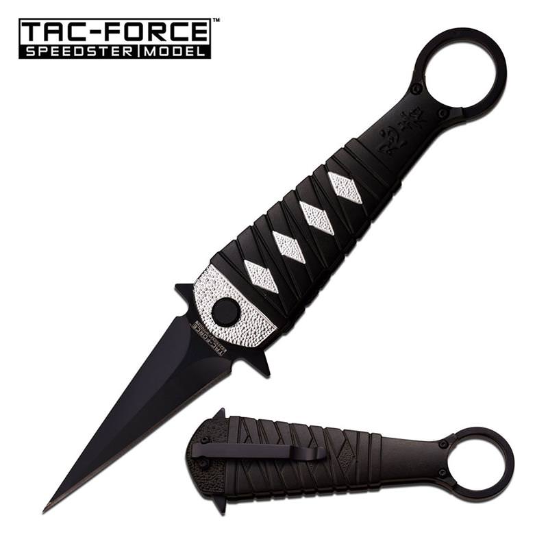 Assisted Open Ninja Stiletto Ring Fighter Pocket Knife Silver