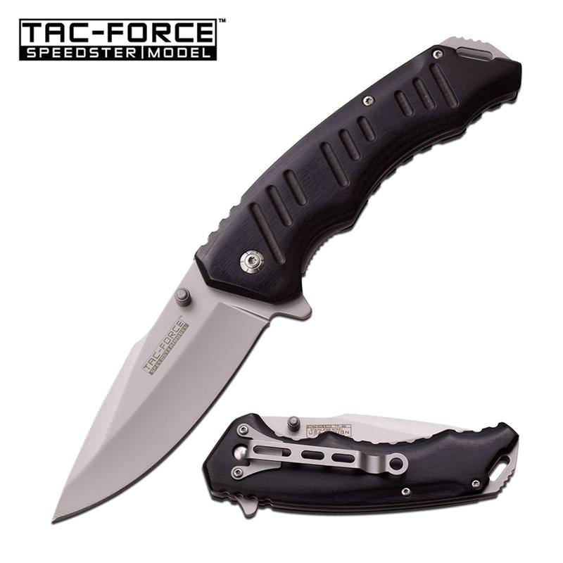 4.75 Inch Closed Black Wood Handle Spring Assisted Opening Knife