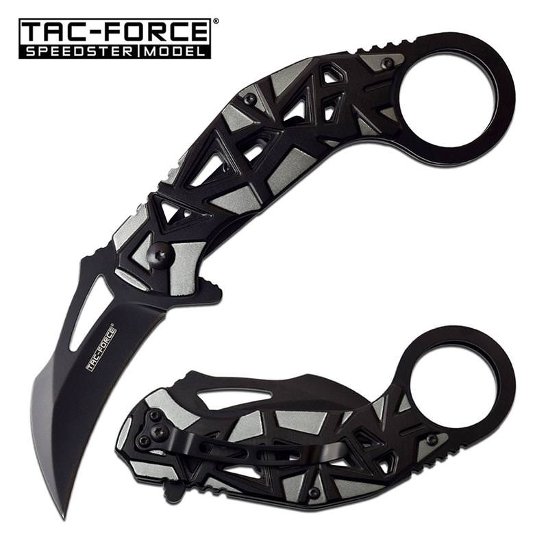 5" Black Blade Gray Tactical EDC Spring Assisted Karambit Folding Knife