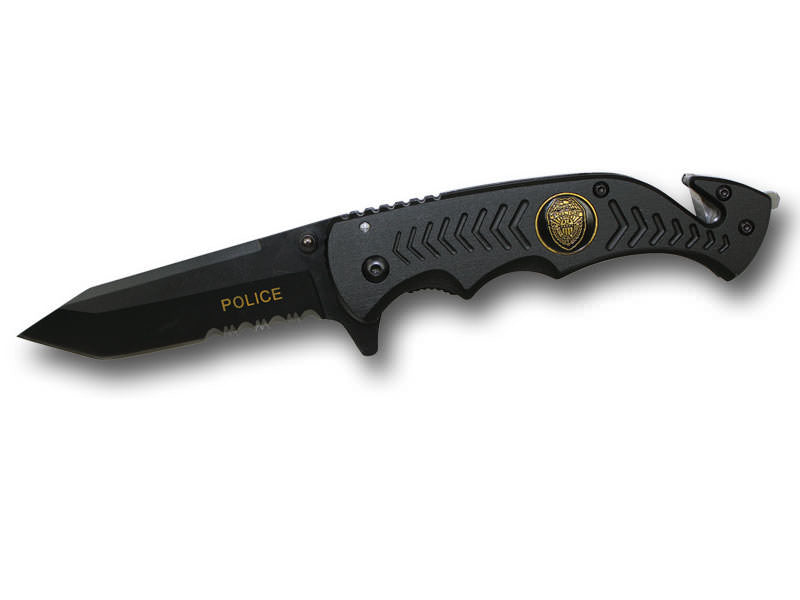 8 Inch Assisted Open Rescue Series Knife All Black Police