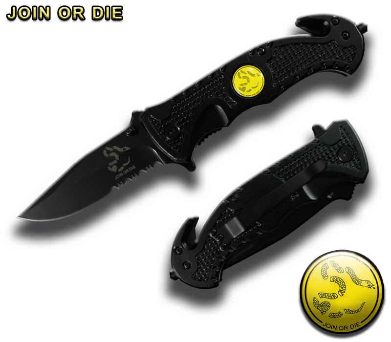 4.5" Spring Assist " Join Or Die " Folding Knife - Black