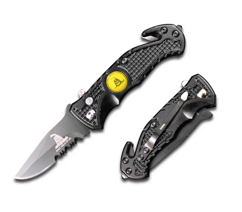 4.5" Spring Assist " Don't Tread On Me " Folding Knife - Black