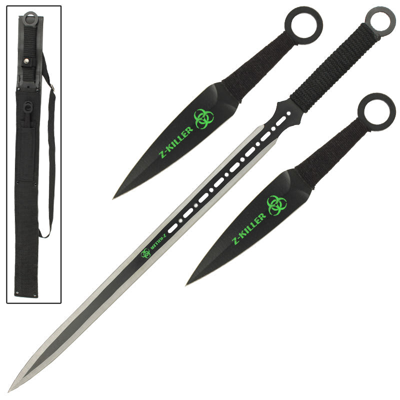 Three Piece Ninja Sword Kunai Throwing Knife Set