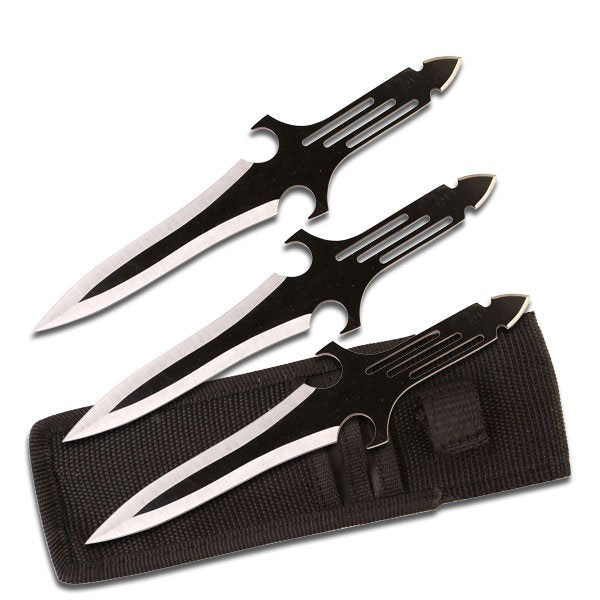 3 Pcs 8 Inch Throwing Knives Set with Sheath Two Tone Blades