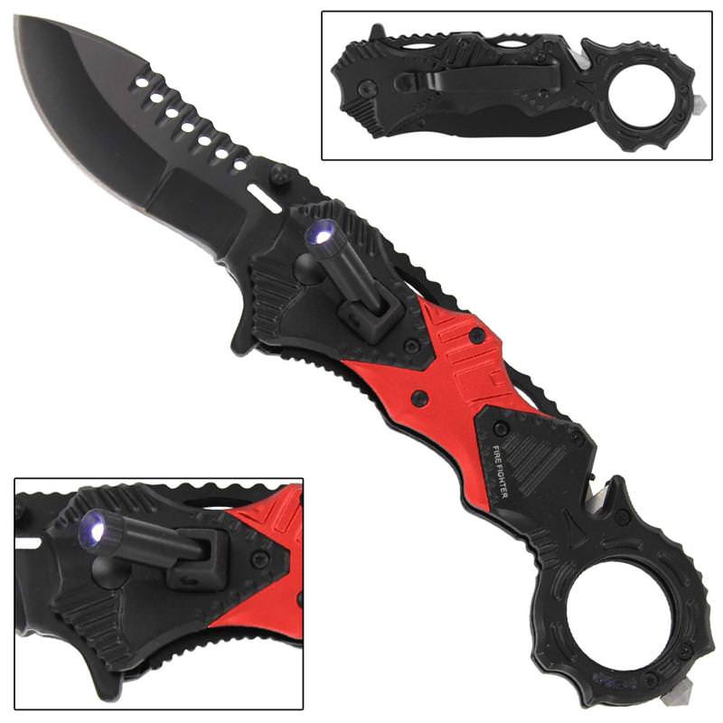 Fire Fighter Tactical Emergency Rescue Spring Assist Knife