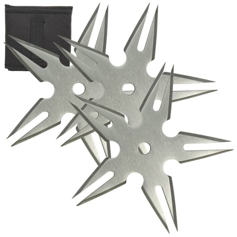Silver Spinning Moon 3-Piece Throwing Star Set