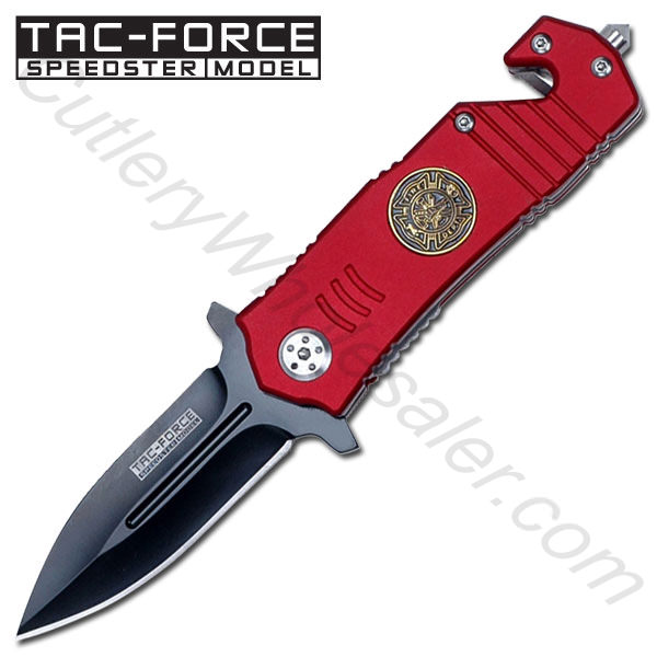Fire Department Stiletto Style Rescue Folder Spring Assisted Knife