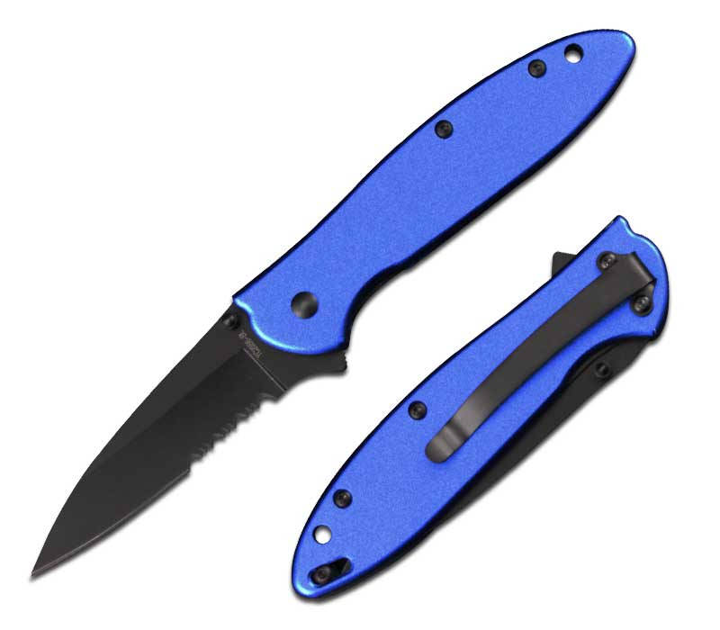 4 Inch Closed Blue Executive Style Assisted Opening Pocket Knife