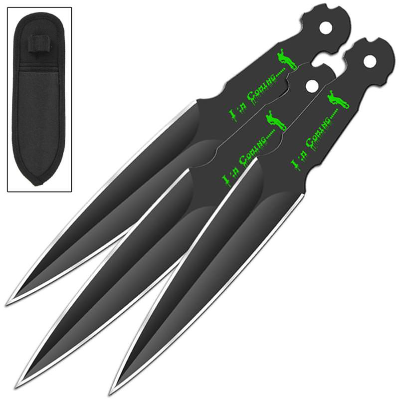 3 Pcs Zombie Defiance Im Coming Throwing Knife Set