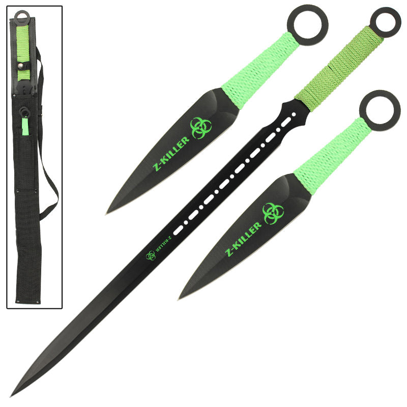 Zombie Killer Ninja Sword With 2-Pc Kunai Throwing Knife Set