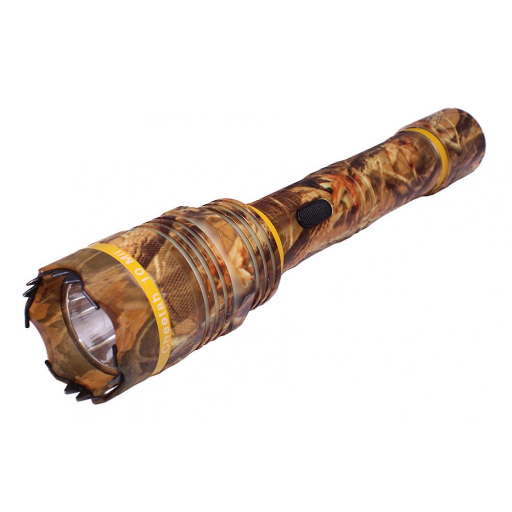 Defender 10 Million Volt Tactical Flashlight Stun Gun Rechargeable All Metal Tree Camo
