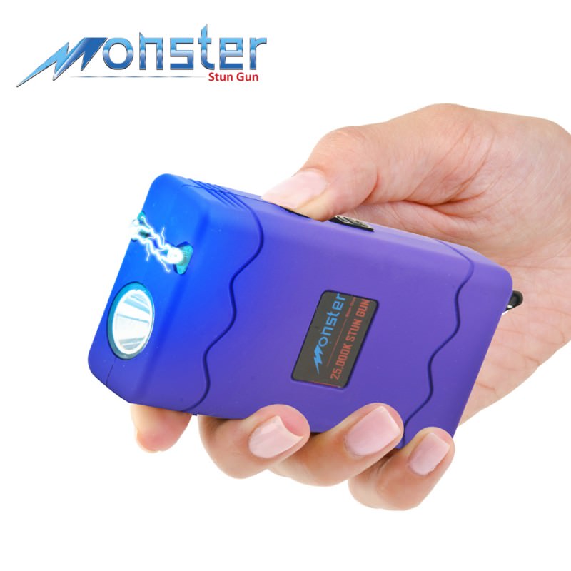 25 Million Volt Rechargeable Stun Gun With LED Light and Disable Pin Purple
