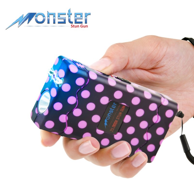 25 Million Volt Rechargeable Stun Gun W/ LED Light & Disable Pin Purple/Black