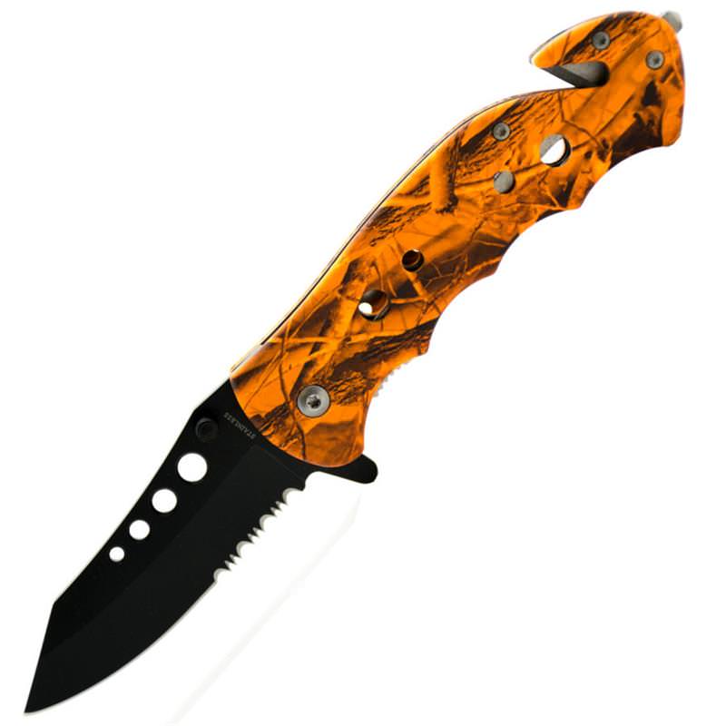 Orange Camo Tactical Outdoor Assisted Opening Survival Folding Pocket Knife