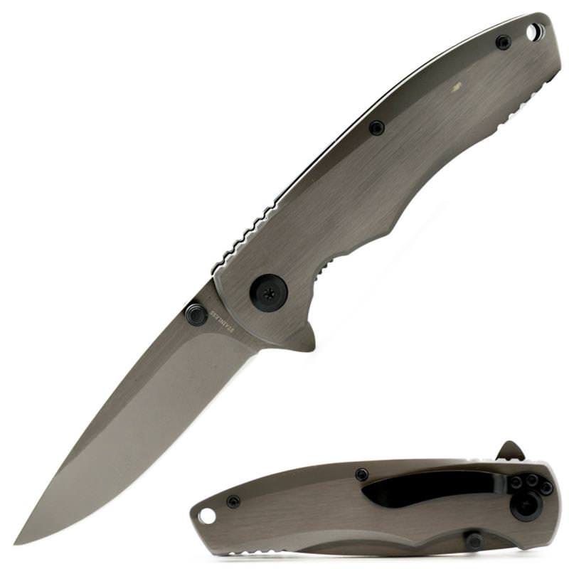 Executive Heavy Duty GunMetal Spring Assist Folding Pocket Knife