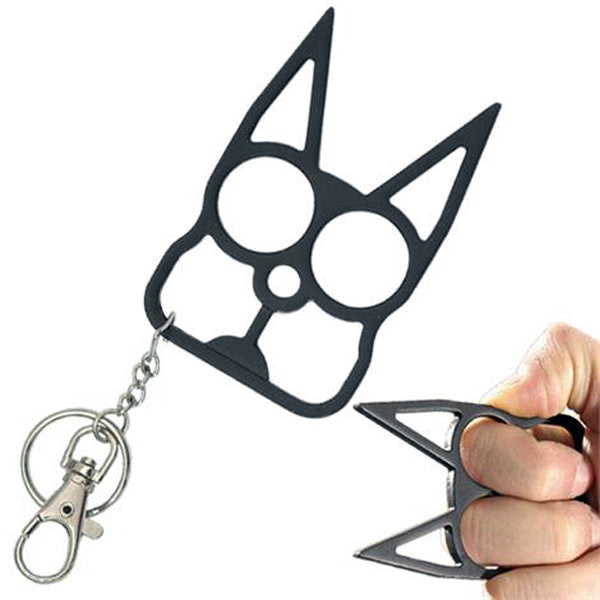 Cat Self Defense Knuckle Key Chain - Black