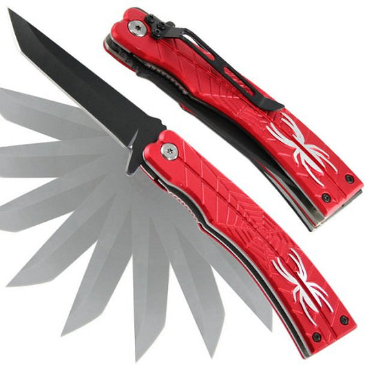Red Spider Handle Design Spring Assisted Knife