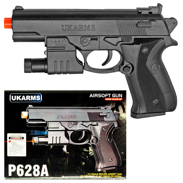 P628A Spring Airsoft Pistol with Laser and Flashlight