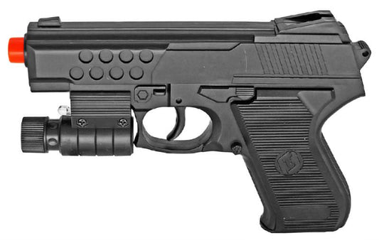 Spring Airsoft Hand Gun With Laser and Blue LED Flashlight