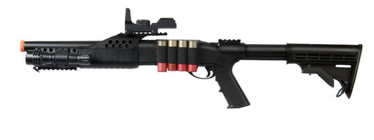 M180C2 Airsoft Spring Pump Shotgun Retractable Stock Flashllight Sight