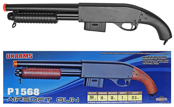 P1568B Spring Powered Shotgun FPS-360 Airsoft Gun (Black) Airsoft Rifle